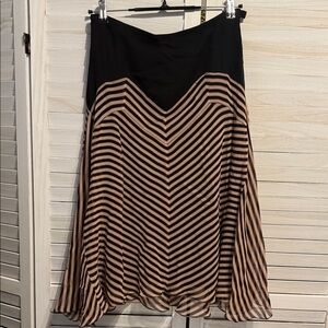M.S.S.P. Striped Silk Black and Tan Women's Skirt. Size 6